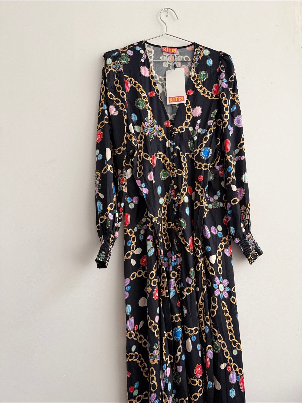 NWT Kitri Black Chain Print Aurora Maxi Dress!